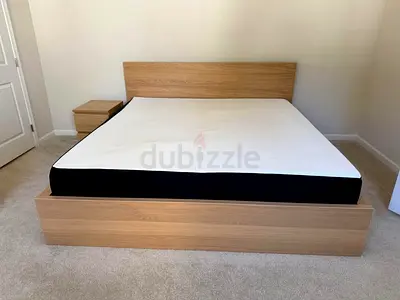 IKEA Brown MALM King Storage Bed with IKEA Mattress 180 x 200 cm