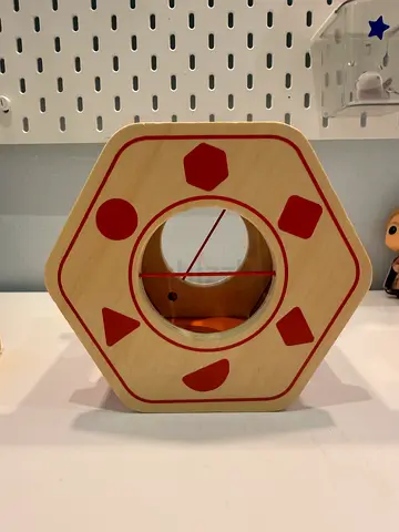 Wooden Hexagon Shape Sorter Toy - Gently Used one piece is missing but all the rest are there