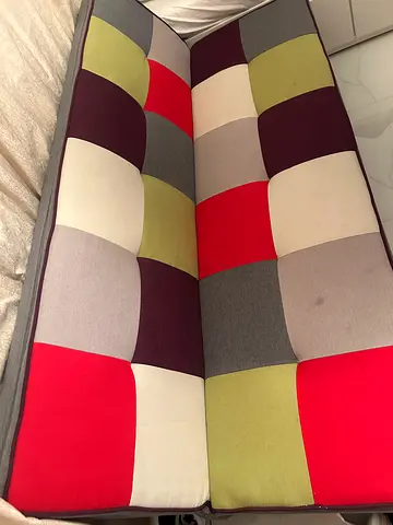 Patchwork Fabric Sofa Bed / Futon - Multi-color, Good Condition