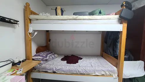Solid Wood Bunk Bed (Double Lower) – Good Condition