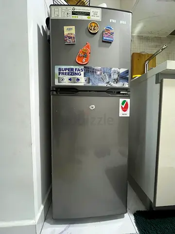 Used Grey Double-Door Refrigerator - Compact Top Freezer