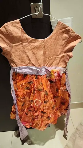 Orange floral girls dress with sash - size small