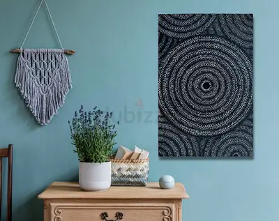 Leaves II. - Circles 3D illusion Handmade Drawing Wall Hanging Artwork
