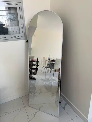 Full Length Arched Mirror – Modern White Frame