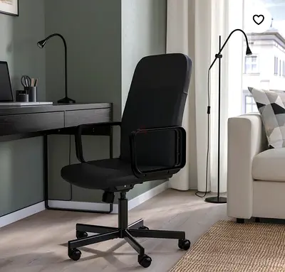 IKEA Black Ergonomic Swivel Office Chair with Armrests