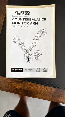 Twisted Counterbalance Monitor Arm (Instruction Manual shown) with Navodesk laptop holder