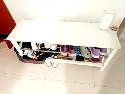 White Wooden Shoe Rack Bench – 3-Tier, Compact Entryway Storage - 15 pairs