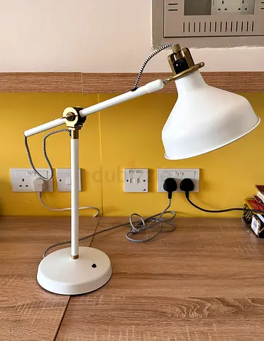 White Adjustable Desk Lamp with Brass Accents  Brand New