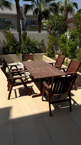 Outdoor wooden dining table set - 6 chairs