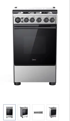 Midea 4-Burner Gas Cooker with Oven - Stainless Steel, Compact