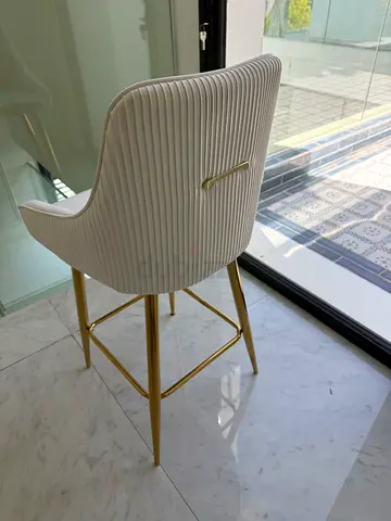 High chair , Modern White Padded Bar Stool with Gold Legs 4 chairs  ( each 150 )