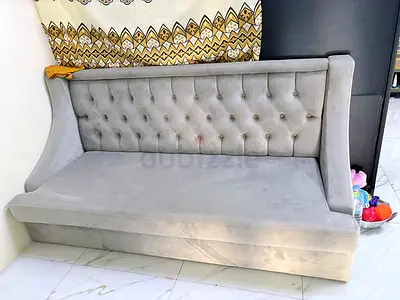 Grey Tufted Velvet Sofa Bed - Compact 3-Seater