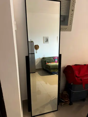 Full-Length Leaning Mirror with Black Frame - Good Condition