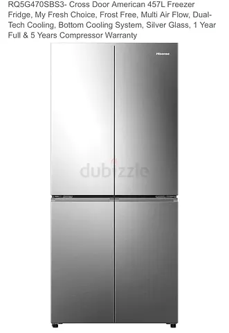 Hisense 457L Cross Door 4-Door Freezer Fridge - Silver (Like New)