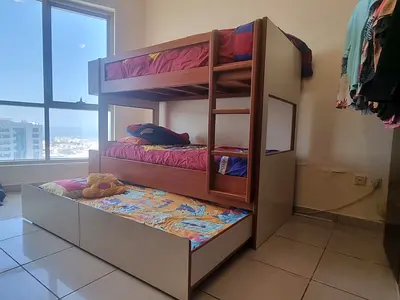 Bedroom Furniture Set With Custom Wood— Good Condition (Sold With Desk and Cabinets)