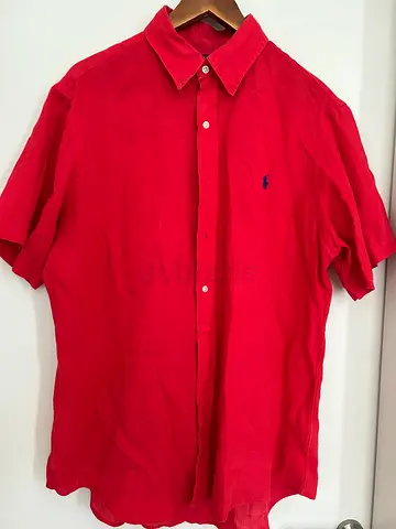 Red Polo Ralph Lauren Linen Button-Up Shirt - Men’s Large