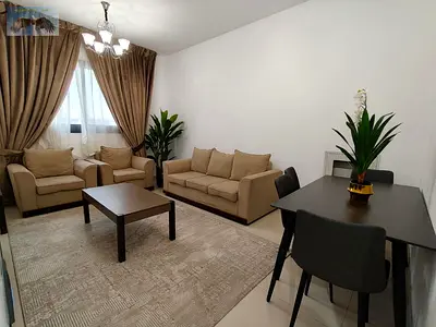 Beautiful fully furnished 1-bedroom hall with private parking, in a prime location with an elegant design and easy access to Dubai and Sharjah