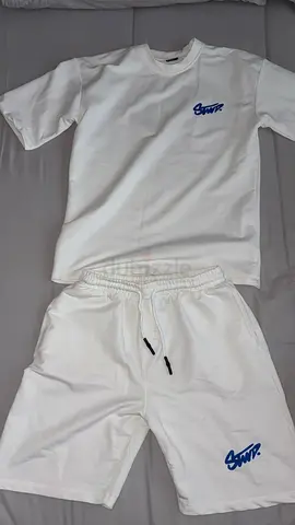 White pull and bear cotton t-shirt and matching white shorts set - size 13-15
