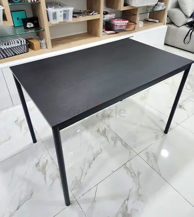 Simple Black Rectangular Dining/Study Table - 4 Legs, Good Condition