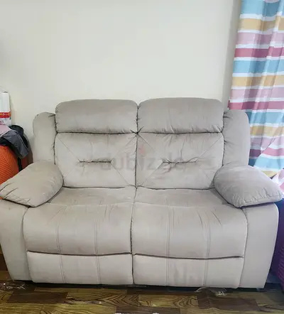 Light grey 2-seater reclining loveseat sofa - good condition More things available as moving home c