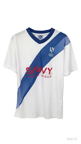 White and Blue Diagonal Sports Jersey - Size M