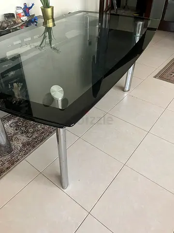 Glass Dining/Office Table with Metal Legs - Modern Design (bought from Homecenter )