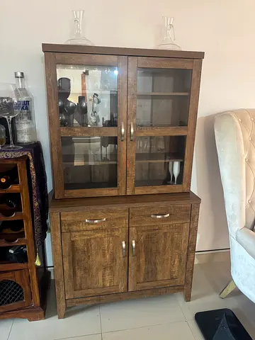 Solid Wood Display Cabinet with Storage - Good Condition