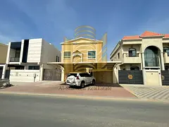 Two-story villa for rent in Ajman Al Yasmin area - behind the park Large paved road 5 master bedroom