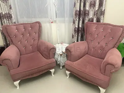 Single Accent Armchair with Button Tufting - Dusty Rose (2 pcs)