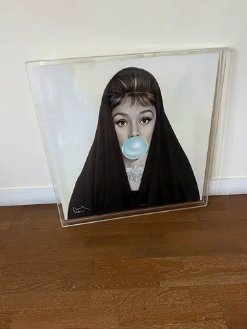 Acrylic Framed Pop Art – Audrey Style Bubble Gum Portrait