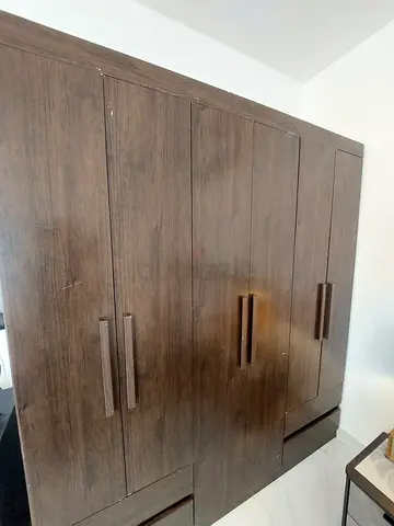 Dark Wood 3-Door Wardrobe / Armoire - Good Condition
