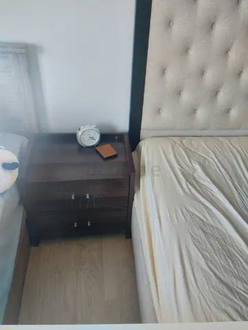 Dark Wood Bedside Table / Nightstand - 2 Drawers