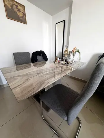 Strong Dining Table with 4 Grey Chairs