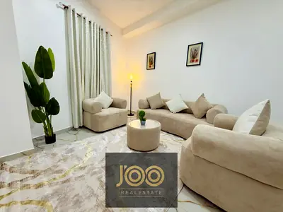شقة 1 غرفة + صالة بالراشدية 3 🌟 تكييف مركزي ❄️ 3,900 درهم | شامل فواتير عدا الغاز |