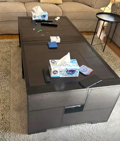 Dark Brown Leatherette Storage Coffee Table - 200Dhs Each