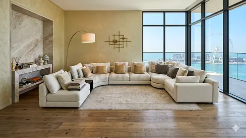 ChattelsMore Olta U Shape Sofa BeLarge L-shaped Cream Sectional Sofa with Cushions - Good Condition