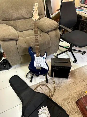 Yamaha electric guitar and amplifier