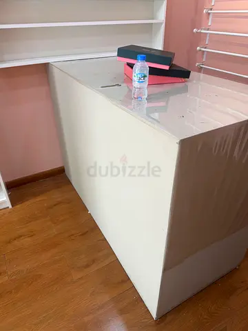 White heavy duty storage cabinet / counter in good condition with newly changed top and sides