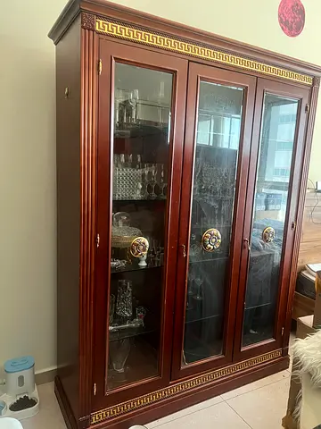 Large Classic Glass-Front Display Cabinet / China Cabinet - Solid Wood