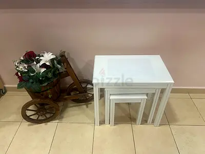 Set of 4 White Nested Side Tables / Nightstands — Good Condition