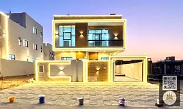 A villa for sale in Al Bahia area with a modern design, featuring a spacious front setback for sever