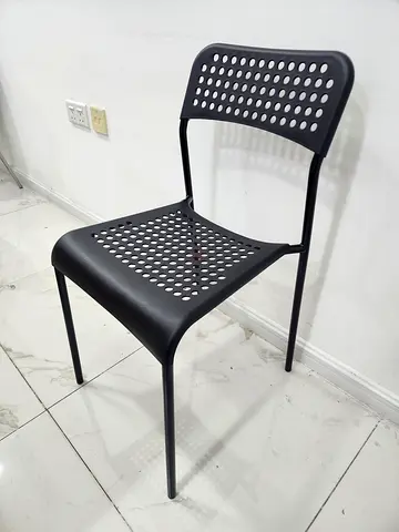 Minimal Black Perforated Metal Dining/Guest Chair - Single