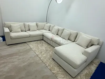 As perfect condition cratebarrel beige color Ushape sofa