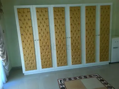 royal design full bedroom set includes bed without mattress, dressing with oat, 6 door cupboard