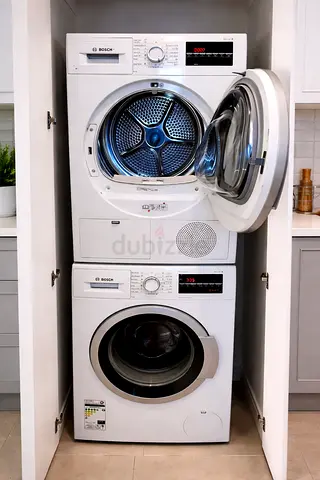 Stacked Bosch Washer and Tumble Dryer Set - Good Condition