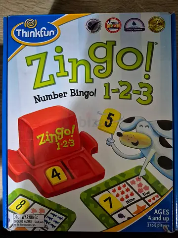 ThinkFun Zingo! 1-2-3 Number Bingo Educational Game - Good Condition