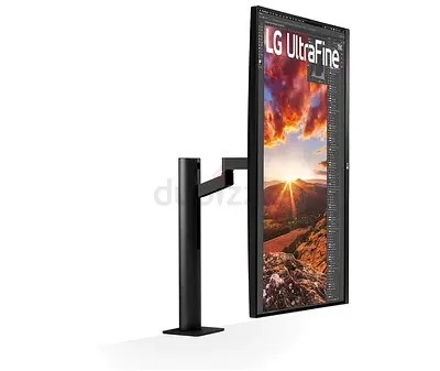 LG UltraFine Monitor on Adjustable Desk Mount (Vertical Orientation)