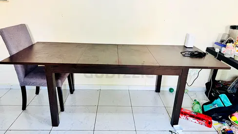 Solid Wood Extendable Dining Table - Dark Brown
