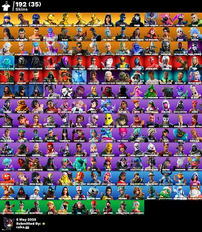 Fortnite OG Account – 192 Skins | Travis Scott | 1000+ Days Vaulted | Full Locker Loaded