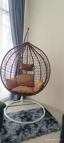 Standalone Hanging Egg Chair swing with Frame and Cushions